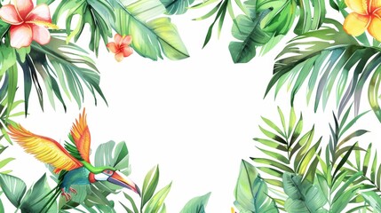Seamless tropical pattern with rhombus and paradise bird flowers. Modern background. - obrazy, fototapety, plakaty