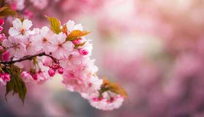 pink cherry blossoms create a stunning backdrop, ideal for banners with text overlay