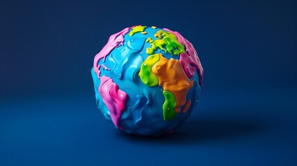 A vibrant, chunky clay-style illustration depicting planet Earth with a textured, handcrafted look, featuring bright, playful colors that appeal to a child-friendly aesthetic.