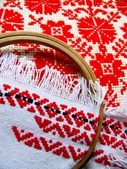 embroidered Ukrainian ornament, embroidered shirt, towel, hand embroidered pattern