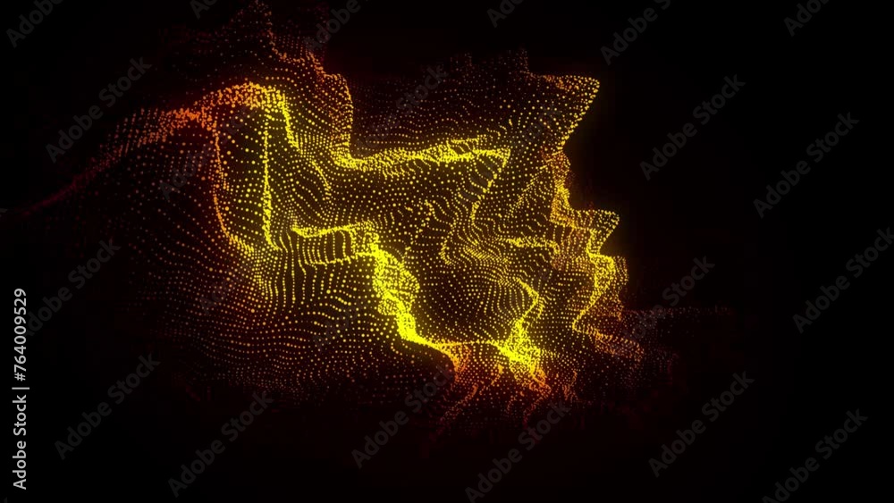 Leinwandbilder Abstract digital fire circle wave on black background. Big data visualization. Analytics representation. Sphere with explosion of bright particles. 3d rendering.
