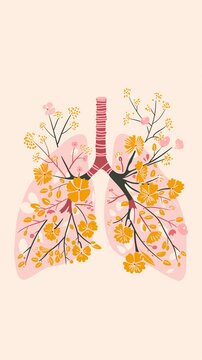 illustration of lungs practicing breathwork for health flower