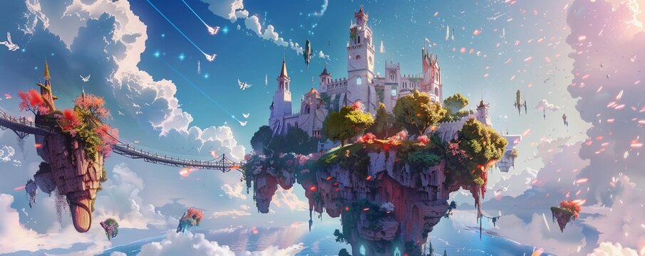 Journey to an ethereal castle soaring skyward