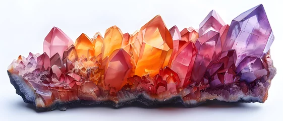 Poster Highly detailed and realistic depiction of a cluster of orange-hued crystal formations © Janina