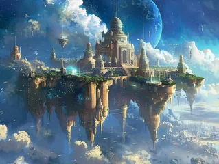 Fotobehang Majestic floating citadels among the stars © WARIT_S