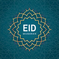 StockPhoto Intricate Islamic patterns and Eid Mubarak greeting enrich dynamic poster For Social Media Post Size