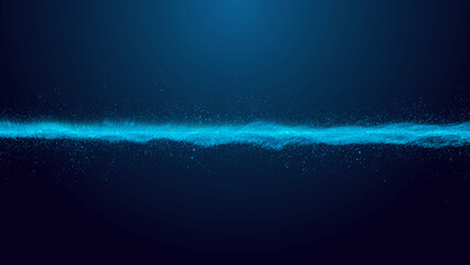 abstract blue technology particles wave digital background