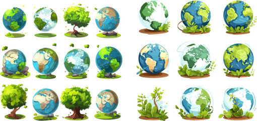 Environment protection idea vector Illustration set