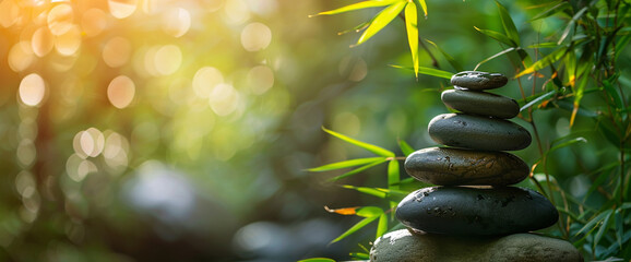 Bamboo and stones zen spa relax concept