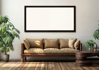 interior with a sofa and a picture in a frame