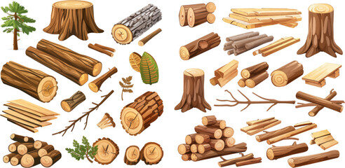  Oak or pine lumber and woodpile for industry - obrazy, fototapety, plakaty