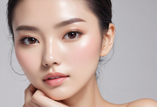 Closeup Beauty Image of Asian Woman in Esthetic Salon