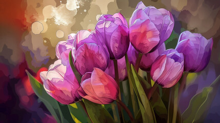 Obraz na płótnie Canvas purple tulips in the garden