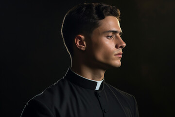 Obraz premium Generative AI picture of monastery church priest praying God religious holiday