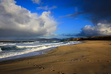 Scarista beach by sunny noon, Harris Isle, Hebrides, Scotland