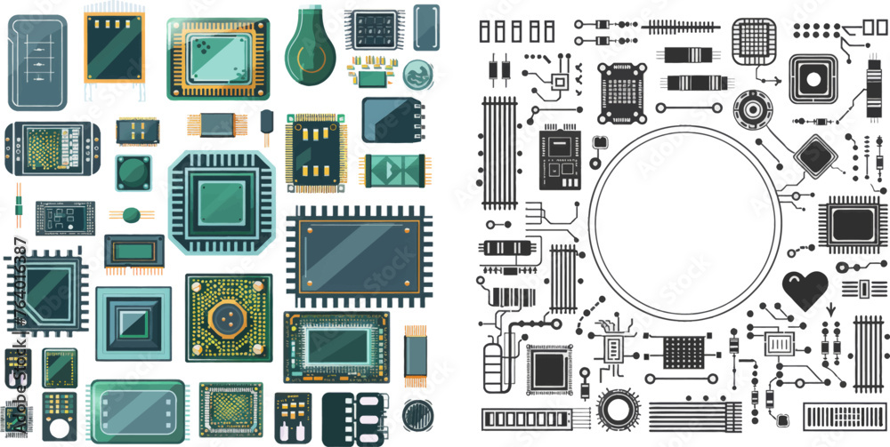 Poster computer processors vector set