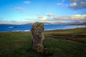 Standing stone near Borve beach, Isle of Harris, Hebrides, Scotland
