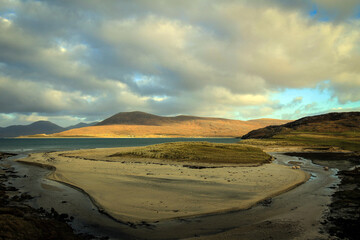 Luskentyre beach by low tide, Isle of Harris, Hebrides, Scotland