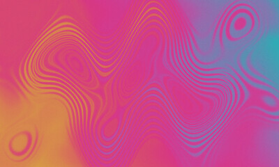 Abstract background gradient color wave ripples. Yellow purple blue pastel circular wave grainy texture background.