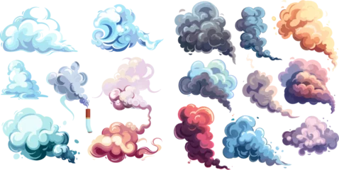 Foto op Canvas Deadly gas clouds vector isolated illustration set © Mark