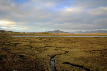 Marshes view near Luskentyre beach, Isle of Harris, Hebrides, Scotland