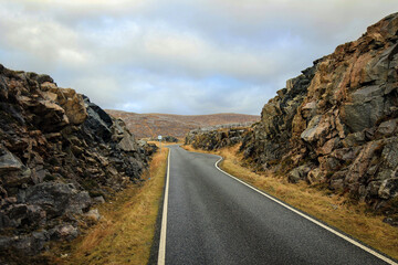 Scenic road view near Luskentyre beach, Isle of Harris, Hebrides, Scotland