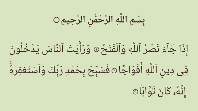Surah An Nasr, 110th surah of the holy Quran
