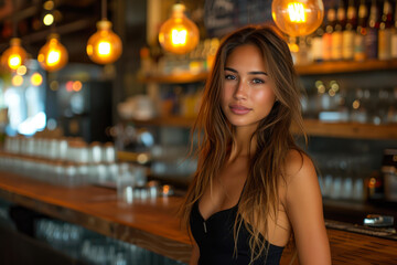 Fototapeta premium Evening Elegance: Modern Bar Scene