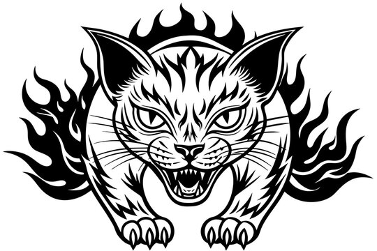 evil-fire-cat-tattoo-vector-with-symbols-drawn