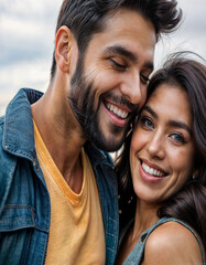 Indian couple hugging in traditional clothes
