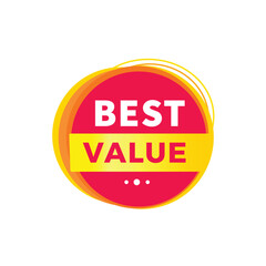 Best value red label icon for announcement, advertising, vector. Flat design template for banner.