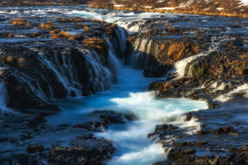 Closed up view of Bruarfross at Iceland on the sunrise times