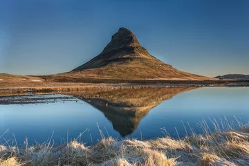 Papier Peint photo autocollant Kirkjufell The reflection view with kirkjufell mountain with at minimal sunrise on Iceland