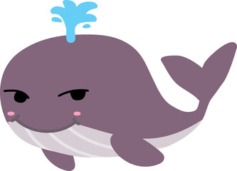 cute whale cartoon, sea animal