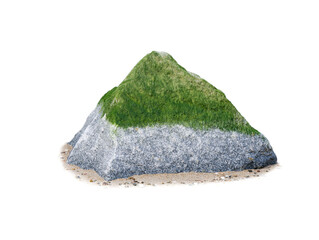 sea stone with algae isolated on white background - 764019768