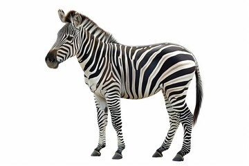 Fototapeta na wymiar Zebra in full length, isolated on a white background, studio shot, funny animal
