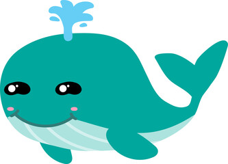 cute whale cartoon, sea animal