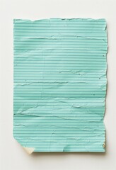 The sticky note pad, with its light teal and gray horizontal stripes, is made from recycled materials.