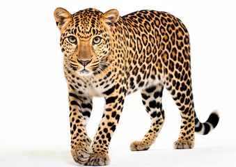 Leopard on a white background Side view Isolated