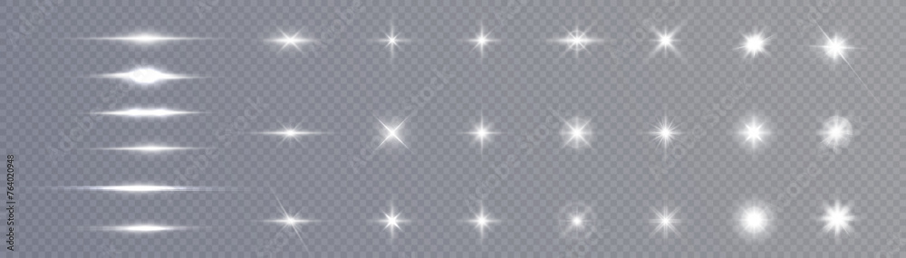 Poster glowing light effects. sparkling and shining stars, bright flashes of lights with rays and glare. is