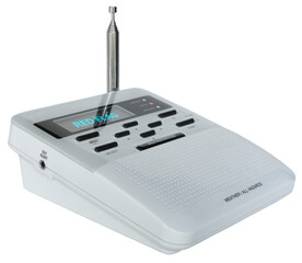 Red flag fire warning on a digital weather and hazards radio