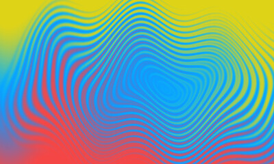 Abstract background gradient color wave ripples. Yellow orange blue circular wave grainy texture background.