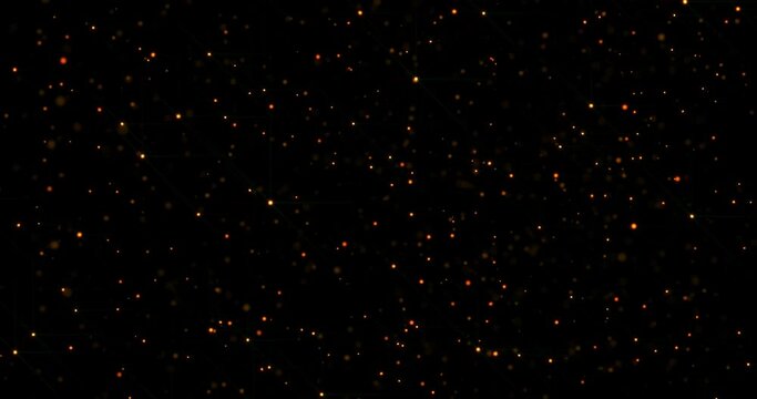 Small gold Gliter effect windy from left to right on black background smooth motion 4k animation footage