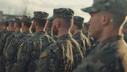 A group of soldiers stand in formation