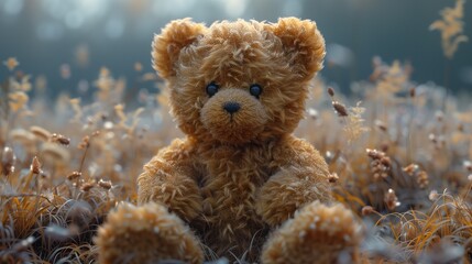 teddy bear sitting on the grass
