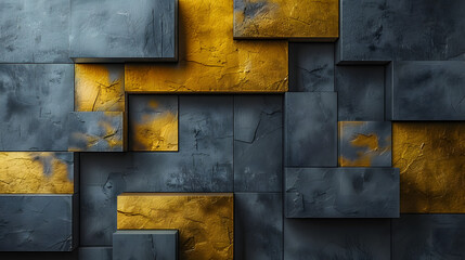 A luxurious abstract wall art with rich golden accents on a slate gray backdrop, perfect for contemporary spaces