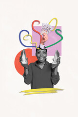 Vertical creative picture photo young cheerful energetic excited girl showing shoes footwear high heels buy promo purchase banknotes cash