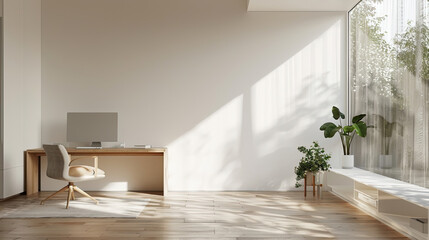 Contemporary glass meeting room interior with empty white mock up frame and panoramic window and city view. 3D Rendering.