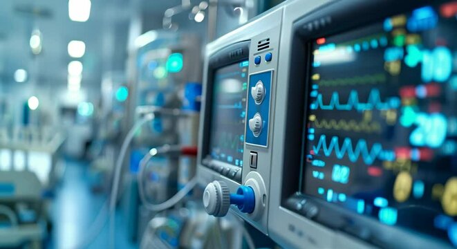 Medical Technology In Icu Setting With Patient Monitoring Tools And Copy Space