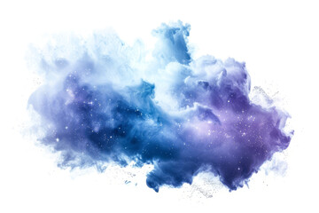 cosmic nebulae in vibrant shades of blue and purple, with swirling clouds of gas and dust illuminated by newborn stars, against a serene white background,